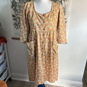 April Cornell Floral Long Sleeve Dress Small